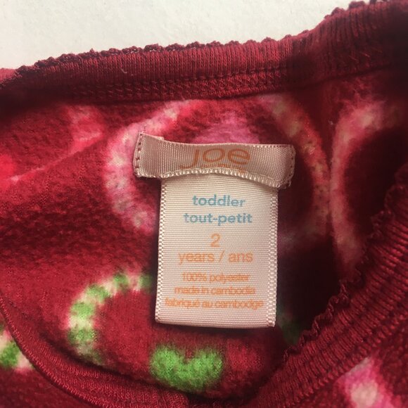 Joe Fresh Nightgown Sleepwear Toddler Size 2 Red Heart Valentine Christmas - Picture 7 of 8